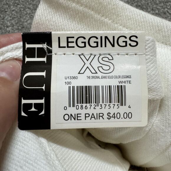 HUE Leggings Womens XS White Original Jeans Jeggings Real Back Pockets U13360 - Picture 4 of 5